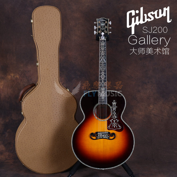 吉普森gibson sj200 gallery 大师美术馆民谣吉他 限量6只