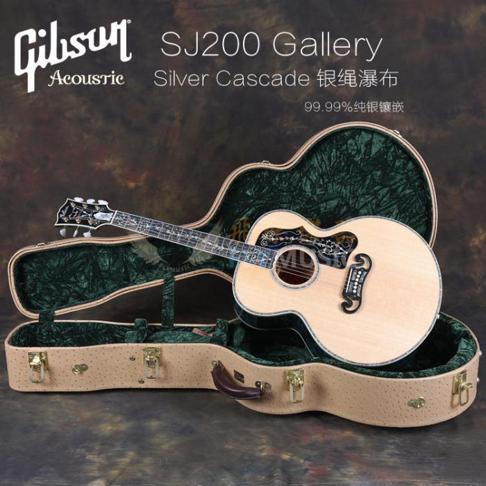 吉普森gibson sj200 gallery大师美术馆 黄石银绳瀑布 限量版吉他